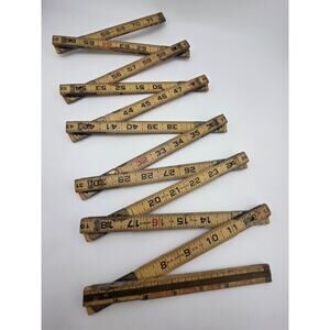 Vintage Red End 72" (6') Lufkin X46F Wooden Folding Extension Ruler Brass Slide